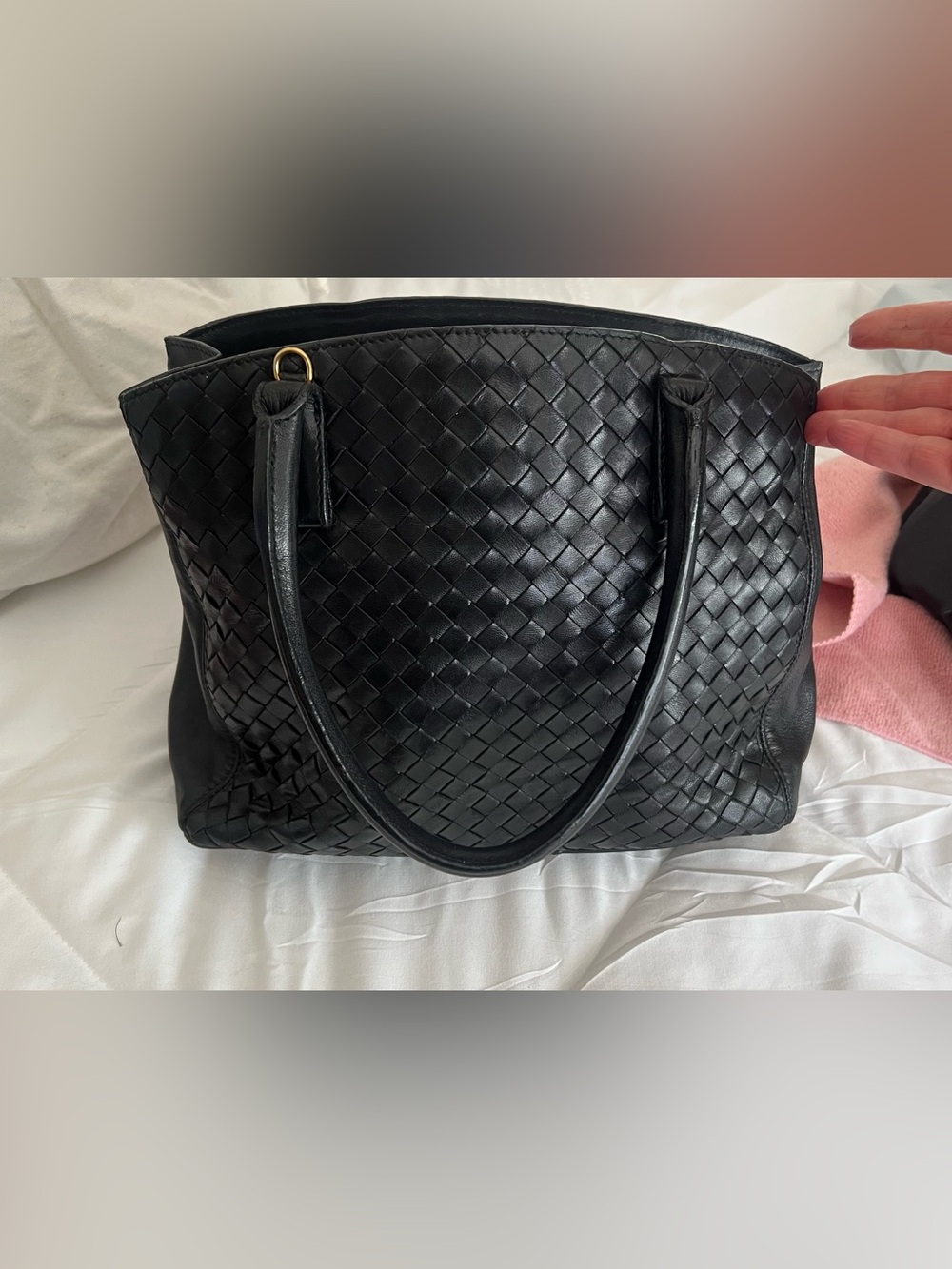 Botegga Black Woven Leather Tote Bag - Classic Women's Shoulder Bag